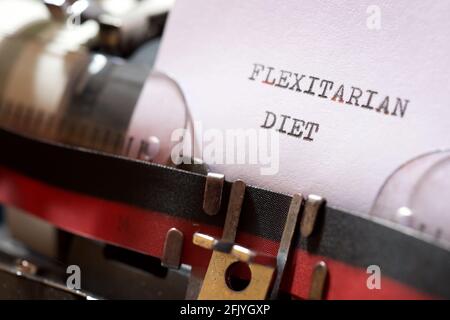 Frase di dieta Flexitarian scritta con una macchina da scrivere. Foto Stock