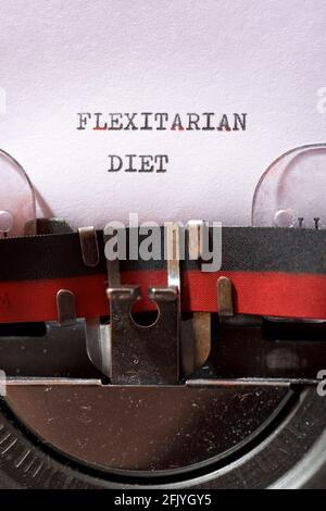 Frase di dieta Flexitarian scritta con una macchina da scrivere. Foto Stock