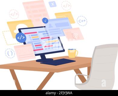 Corso di sviluppo software flat concept illustrazione vettoriale Illustrazione Vettoriale