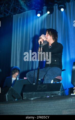 The Strokes al Reading Festival 23 agosto 2002. Reading, Inghilterra, Regno Unito. Foto Stock