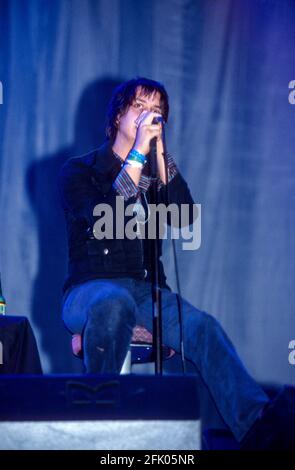 The Strokes al Reading Festival 23 agosto 2002. Reading, Inghilterra, Regno Unito. Foto Stock