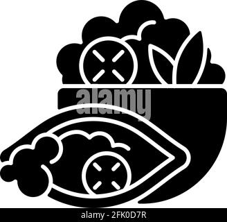 Simbolo glifo nero della ciotola del burrito Illustrazione Vettoriale