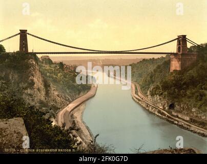 Clifton Suspension Bridge vicino a Bristol, circa 1890-1900 Foto Stock