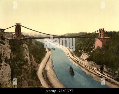 Clifton Suspension Bridge vicino a Bristol, circa 1890-1900 Foto Stock