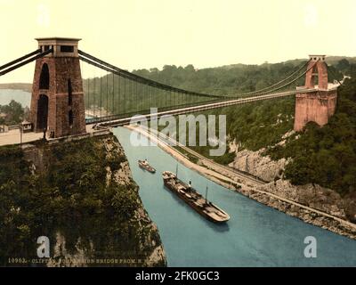 Clifton Suspension Bridge vicino a Bristol, circa 1890-1900 Foto Stock