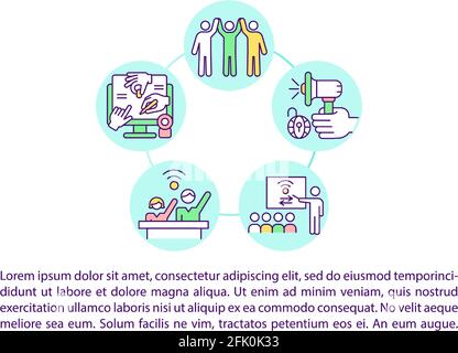 Coinvolgimento Civic in digital age icone di linea concettuale con testo Illustrazione Vettoriale