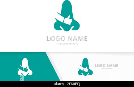 Combinazione di naso vettoriale e logo simile. Clinica ENT, modello di logotipo otolaringologico. Illustrazione Vettoriale