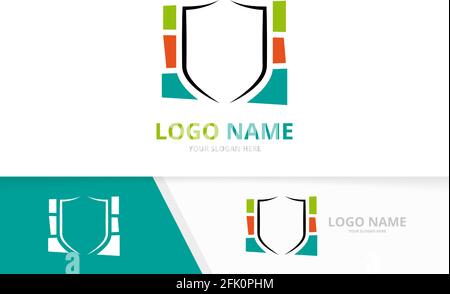 Combinazione di logo Shield. Esclusivo modello di logotipo di protezione. Illustrazione Vettoriale