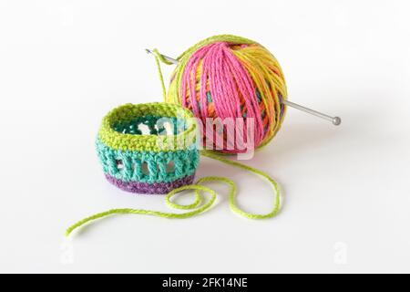 Lana multicolore con cinturino a crochet Foto Stock