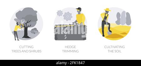 Illustrazioni vettoriali astratte di concetto di manutenzione del paesaggio. Illustrazione Vettoriale