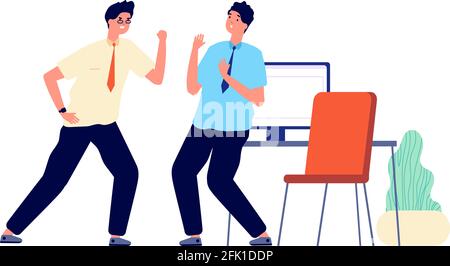 Gridare boss. Gridare un manager aggressivo, turbato dai dipendenti. Burnout professionale, stanco e frustrato. Illustrazione del vettore di gestione errata Illustrazione Vettoriale