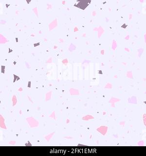 Motivo senza giunture terrazzo. Pavimenti in stile pastello classico. Sfondo brillante fatto di pietre naturali, granito, quarzo, marmo e calcestruzzo. Respiro Illustrazione Vettoriale
