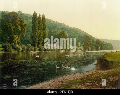 Cliveden Woods e il traghetto attraverso il Tamigi vicino Maidenhead, Berkshire Foto Stock