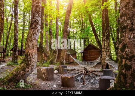 Mattina in campeggio Foto Stock