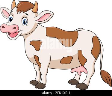 Cute Cow Cartoon illustrazione arte Illustrazione Vettoriale