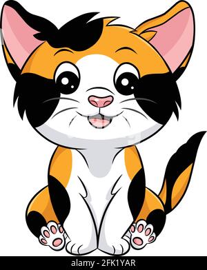 Cute Calico Cat cartoon vettore illustrazione Illustrazione Vettoriale