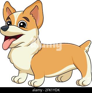 Carino Corgi cane Cartoon illustrazione arte Illustrazione Vettoriale