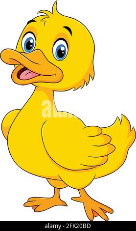 Carino Happy Duck Cartoon illustrazione Illustrazione Vettoriale