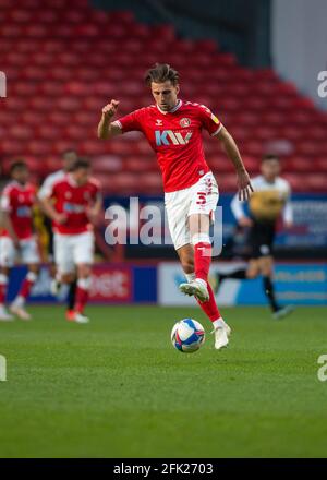 Londra, Regno Unito. 27 Apr 2021. Ben Purrington di Charlton Athletic durante la Sky Bet League 1 dietro porte chiuse incontro tra Charlton Athletic e Crewe Alexandra alla Valley, Londra, Inghilterra il 27 aprile 2021. Foto di Alan Stanford/prime Media Images. Credit: Prime Media Images/Alamy Live News Foto Stock