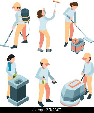 Servizio di pulizia. Macchine industriali pulite piatti lavaggi in camera servizio professionale lavoratori lavanderia vettoriale Illustrazione Vettoriale