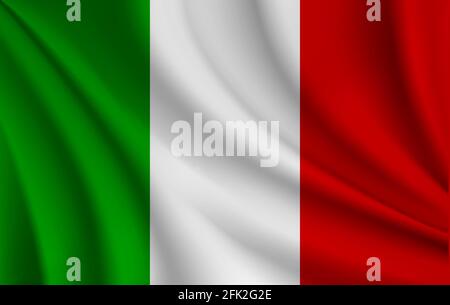 Bandiera tricolore realistica. Falg verde, bianco e rosso. Bandiera italiana Illustrazione Vettoriale