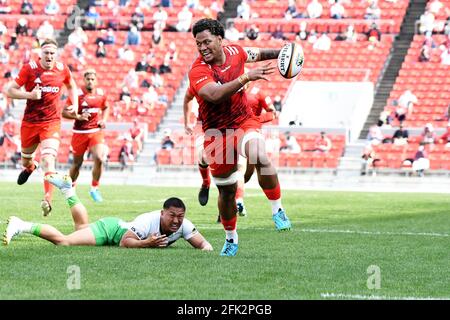 Hanazono Rugby Stadium, Higashi Osaka, Giappone. 24 Apr 2021. Lui Naeata, 24 aprile 2021 - Rugby : Giappone Rugby Top League 2021 match tra Mitsubishi Heavy Industries Sagamihara DYNABOARS 17-50 Kobe Steelers Kobelco Steelers allo Stadio di rugby Hanazono, Higashi Osaka, Giappone. Credit: SportsPressJP/AFLO/Alamy Live News Foto Stock