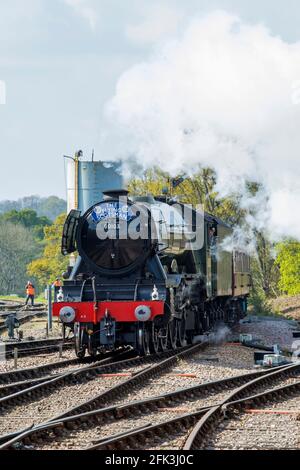 Horsted Keynes, West Sussex, Inghilterra. Iconica locomotiva a vapore LNER A3 Pacific Class 1923, The Flying Scotsman, sulla linea ferroviaria Bluebell. Foto Stock