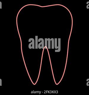 Dente neon è il colore rosso vettore illustrazione piatta stile immagine chiara Illustrazione Vettoriale