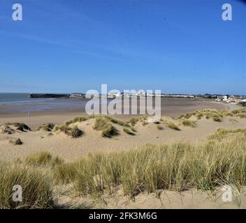 Viaggio post Covid. Località balneare Porthcawl, Bridgend, Galles del Sud si prepara per la stagione estiva 2021 dopo il blocco Foto Stock