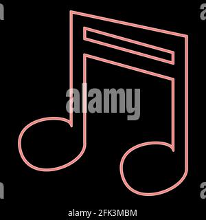 Nota al neon si tratta della piatta illustrazione vettoriale di colore rosso stile immagine chiara Illustrazione Vettoriale