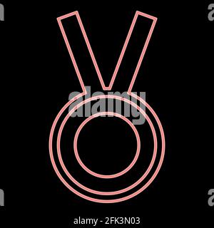 Medaglia al neon è il colore rosso dell'illustrazione vettoriale piatta stile immagine chiara Illustrazione Vettoriale