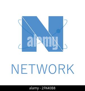 Marchio della società di tecnologia digitale con logo Letter N. Elementi moderni del modello di icone vettoriali Illustrazione Vettoriale