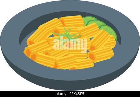 Icona della pasta di asparagi. Isometrica di Asparagi pasta vettore di cibo icona per il web design isolato su sfondo bianco Illustrazione Vettoriale