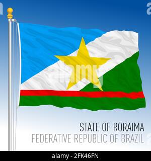 Stato di Roraima, bandiera regionale ufficiale, Brasile, illustrazione vettoriale Illustrazione Vettoriale
