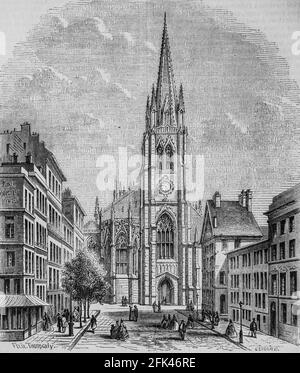 eglise de la trinite a new york, musee des familles, editeur ch,wallut,1862 Foto Stock