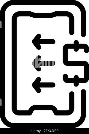 Icona di annullamento del pagamento tramite telefono. Profilo icona vettore di annullamento del pagamento del telefono per il web design isolato su sfondo bianco Illustrazione Vettoriale