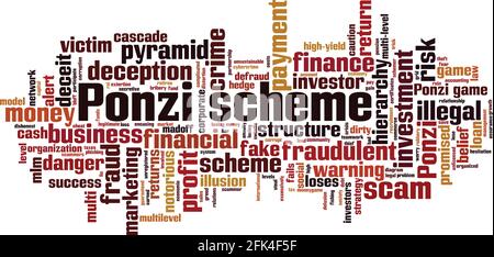 Concetto di nuvola di parole dello schema Ponzi. Collage fatto di parole sullo schema di Ponzi. Illustrazione vettoriale Illustrazione Vettoriale