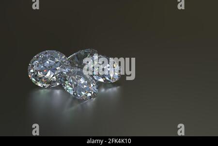 3d illustrazione diamante gemme preziose Brilliant Cut Foto Stock