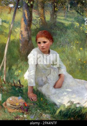 George Clausen. Dipinto intitolato ' Noon in the Hayfield' di Sir George Clausen (1852-1944), olio su tela, 1897 Foto Stock