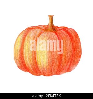 Cute illustrazione della zucca acquerello. Higge autunno colorato disegnato a mano raccolto Halloween Foto Stock