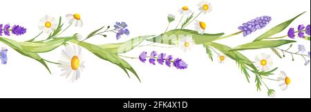 Ripetizione senza giunture camomilla. Splendido sfondo fiorito floreale. Illustrazione Vettoriale