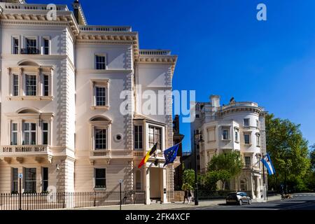 Inghilterra, Londra, Westminster, Kensington e Chelsea, Belgravia, Grosvenor Crescent, Belgian Embassy Building *** Local Caption *** UK, United Kingdom Foto Stock