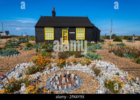 Inghilterra, Kent, Dungeness, Prospect Cottage, l'ex casa del regista cinematografico Derek Jarman *** Local Caption *** UK, Regno Unito, Gran Bretagna, Brit Foto Stock