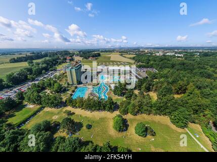 Vista aerea di Bad Füssing e delle sue strutture termali Foto Stock