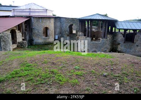 Il complesso termale romano restaurato della Villa Romana del Casale, Sicilia Foto Stock