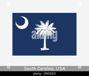 Bandiera dello stato del South Carolina USA. Bandiera di SC, USA isolato su sfondo bianco. Stati Uniti, America, Stati Uniti, Stati Uniti. VEC Illustrazione Vettoriale