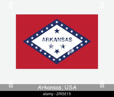 Bandiera dello stato degli Stati Uniti dell'Arkansas. Bandiera di AR, USA isolato su sfondo bianco. Stati Uniti, America, Stati Uniti, Stati Uniti. Vettore il Illustrazione Vettoriale