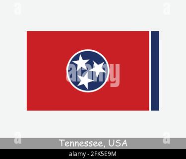 Bandiera dello Stato degli Stati Uniti del Tennessee. Bandiera di TN, Stati Uniti isolati su sfondo bianco. Stati Uniti, America, Stati Uniti, Stati Uniti. Vettore i Illustrazione Vettoriale