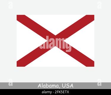 Bandiera dello stato degli Stati Uniti dell'Alabama. Bandiera di al, USA isolato su sfondo bianco. Stati Uniti, America, Stati Uniti, Stati Uniti. Vettore ill Illustrazione Vettoriale