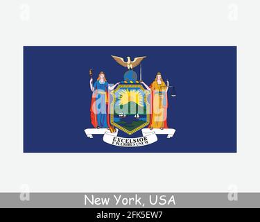 Bandiera dello stato di New York USA. Bandiera di NY, USA isolato su sfondo bianco. Stati Uniti, America, Stati Uniti, Stati Uniti. Vettore il Illustrazione Vettoriale
